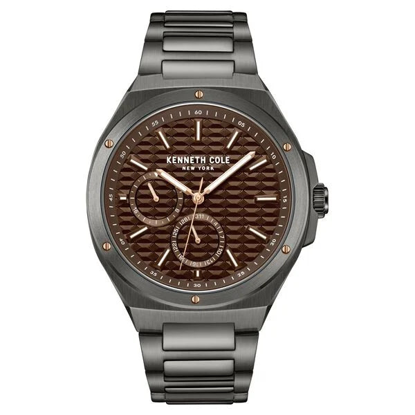 Kenneth Cole Quartz Multifunction Brown Dial Stainless Steel Strap Watch for Men ntkcwgk0035404mn
