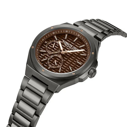 Kenneth Cole Quartz Multifunction Brown Dial Stainless Steel Strap Watch for Men ntkcwgk0035404mn