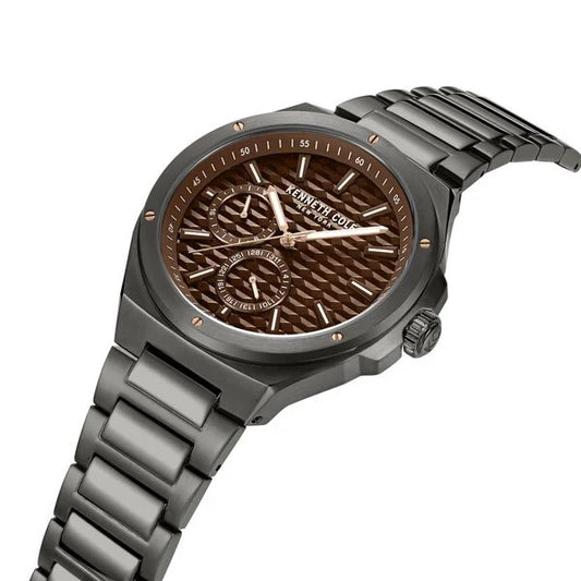 Kenneth Cole Quartz Multifunction Brown Dial Stainless Steel Strap Watch for Men ntkcwgk0035404mn