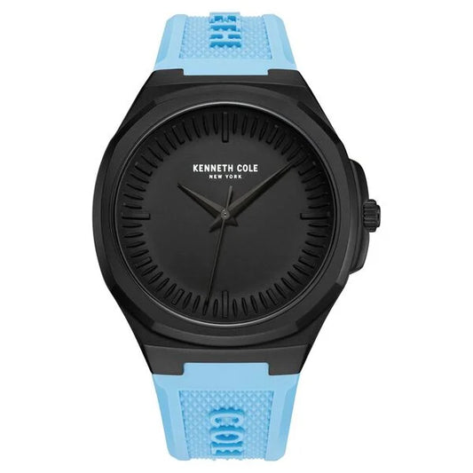 Kenneth Cole Quartz Analog Black Dial Blue Silicone Strap Watch For Men ntkcwgm0020801mn