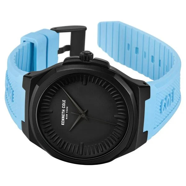 Kenneth Cole Quartz Analog Black Dial Blue Silicone Strap Watch For Men ntkcwgm0020801mn