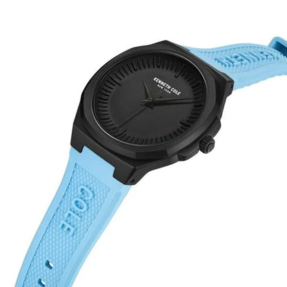 Kenneth Cole Quartz Analog Black Dial Blue Silicone Strap Watch For Men ntkcwgm0020801mn