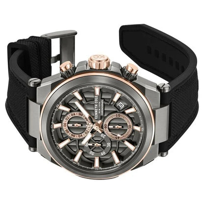Kenneth Cole Quartz Multifunction Grey Dial Black Colour Silicone Strap Watch For Men