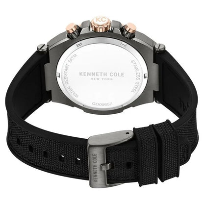 Kenneth Cole Quartz Multifunction Grey Dial Black Colour Silicone Strap Watch For Men