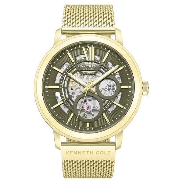 Kenneth Cole Automatic Automatic Green Dial Golden Stainless Steel Strap Watch For Men kcwgy0081203mnw
