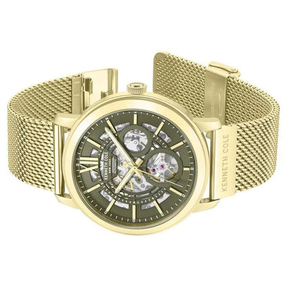 Kenneth Cole Automatic Automatic Green Dial Golden Stainless Steel Strap Watch For Men kcwgy0081203mnw