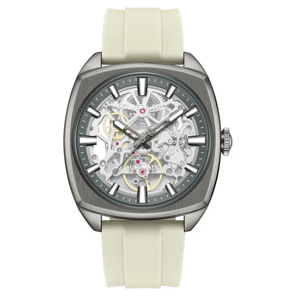 Kenneth Cole Automatic Grey Dial Orange Silicone Strap Watch For Men kcwgz0099205mnw