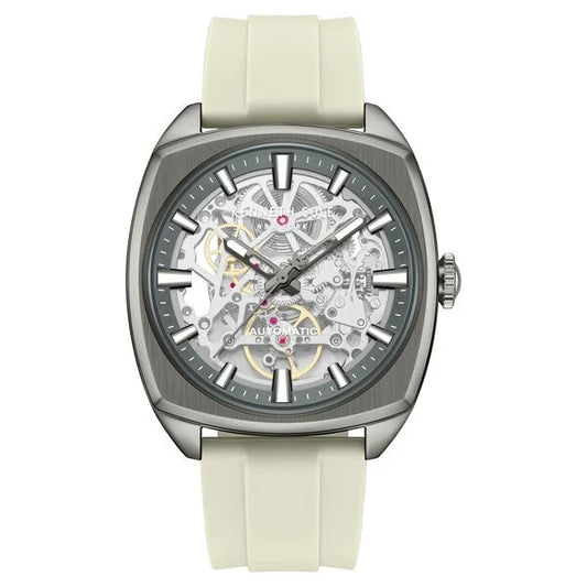 Kenneth Cole Automatic Grey Dial Orange Silicone Strap Watch For Men kcwgz0099205mnw