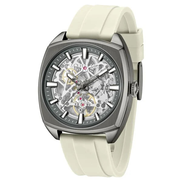 Kenneth Cole Automatic Grey Dial Orange Silicone Strap Watch For Men kcwgz0099205mnw