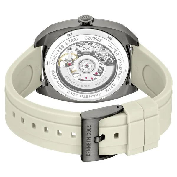 Kenneth Cole Automatic Grey Dial Orange Silicone Strap Watch For Men kcwgz0099205mnw