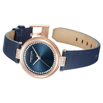 Kenneth Cole Quartz Analog Blue Dial Blue Leather Strap Watch for Women ntkcwla0026803ld