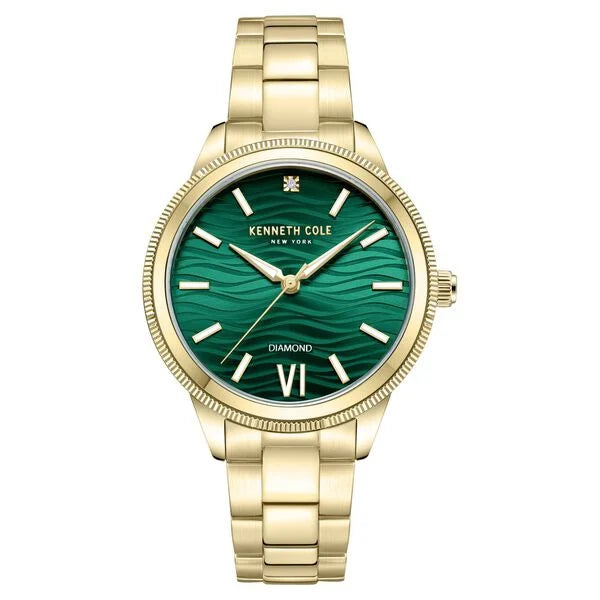 Kenneth Cole Quartz Analog Green dial Metal Strap Watch for Women ntkcwlg0017703ld