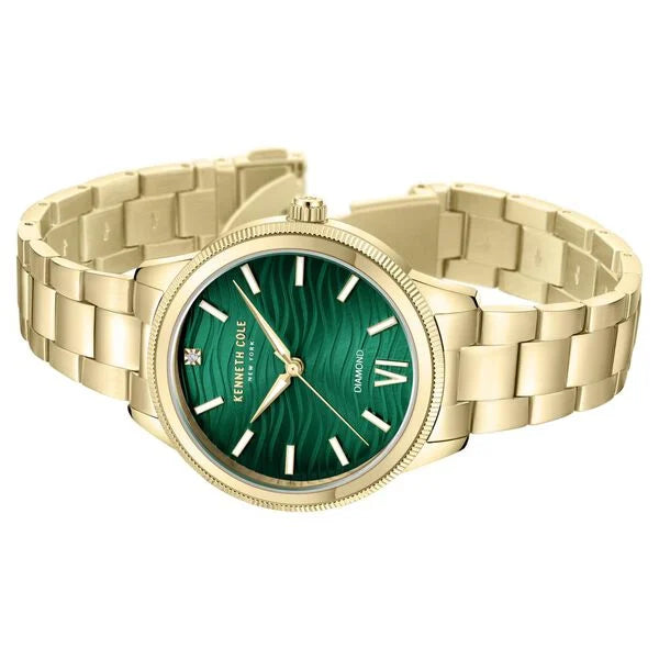 Kenneth Cole Quartz Analog Green dial Metal Strap Watch for Women ntkcwlg0017703ld