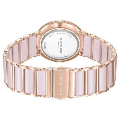 Kenneth Cole Quartz Analog Pink Dial Pink Stainless Steel & Ceramic Strap Watch For Women ntkcwlg0062603ld
