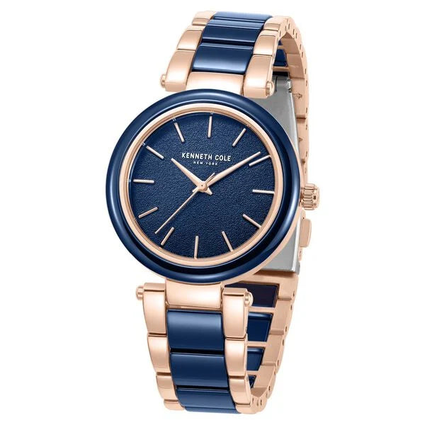Kenneth Cole Quartz Analog Blue Dial Blue Stainless Steel & Ceramic Strap Watch For Women ntkcwlg0062701ld