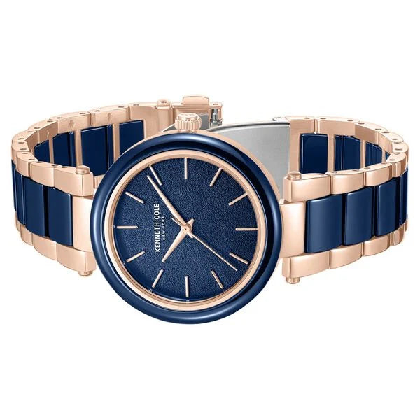 Kenneth Cole Quartz Analog Blue Dial Blue Stainless Steel & Ceramic Strap Watch For Women ntkcwlg0062701ld