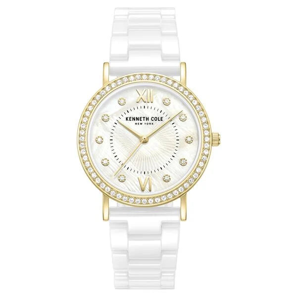 Kenneth Cole Quartz Analog White Dial White Ceramic Strap Watch For Women ntkcwlg0062801ld