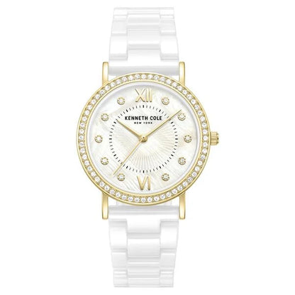 Kenneth Cole Quartz Analog White Dial White Ceramic Strap Watch For Women ntkcwlg0062801ld