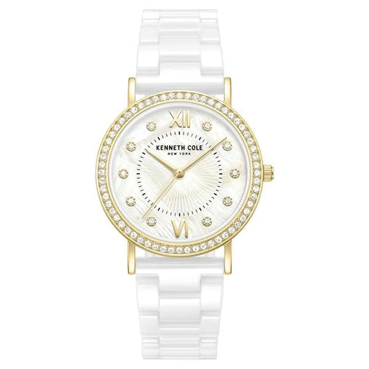 Kenneth Cole Quartz Analog White Dial White Ceramic Strap Watch For Women ntkcwlg0062801ld