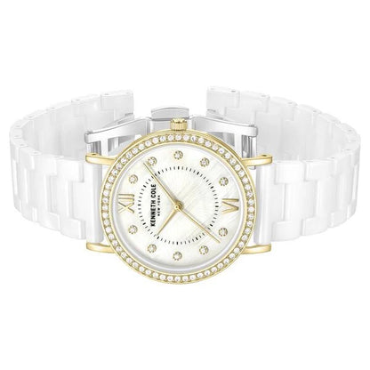 Kenneth Cole Quartz Analog White Dial White Ceramic Strap Watch For Women ntkcwlg0062801ld