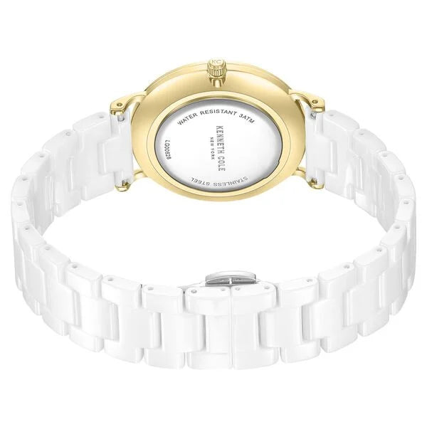 Kenneth Cole Quartz Analog White Dial White Ceramic Strap Watch For Women ntkcwlg0062801ld