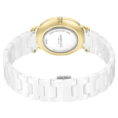 Kenneth Cole Quartz Analog White Dial White Ceramic Strap Watch For Women ntkcwlg0062801ld