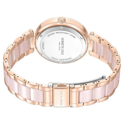 Kenneth Cole Quartz Analog Pink Dial Pink Stainless Steel & Ceramic Strap Watch For Women ntkcwlg0062902ld