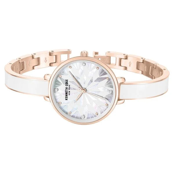 Kenneth Cole Quartz Analog White Dial Rose Gold Colour Stainless Steel Strap Watch For Women kcwlg0068003ld