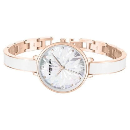 Kenneth Cole Quartz Analog White Dial Rose Gold Colour Stainless Steel Strap Watch For Women kcwlg0068003ld