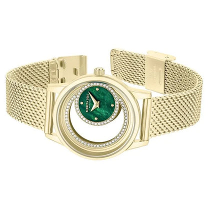 Kenneth Cole Quartz Analog Green Mother of Pearl Dial Golden Stainless Steel Strap Watch For Women