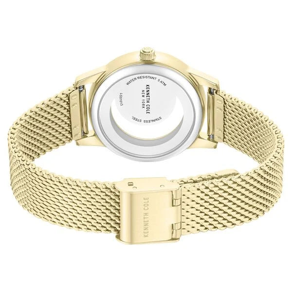 Kenneth Cole Quartz Analog Green Mother of Pearl Dial Golden Stainless Steel Strap Watch For Women