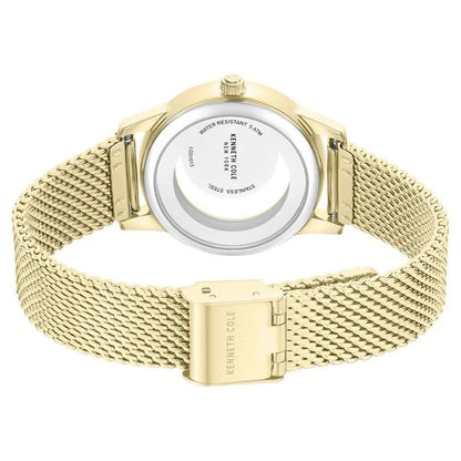 Kenneth Cole Quartz Analog Green Mother of Pearl Dial Golden Stainless Steel Strap Watch For Women