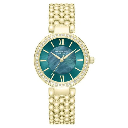 Kenneth Cole Quartz Analog Green Mother of Pearl Dial Golden Stainless Steel Strap Watch For Women kcwlg0101801ldw