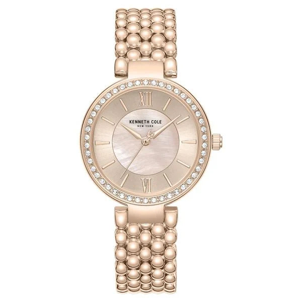 Kenneth Cole Quartz Analog Pink Mother of Pearl Dial Rose Gold Stainless Steel Strap Watch For Women kcwlg0101802ldw