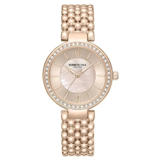 Kenneth Cole Quartz Analog Pink Mother of Pearl Dial Rose Gold Stainless Steel Strap Watch For Women kcwlg0101802ldw