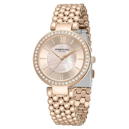 Kenneth Cole Quartz Analog Pink Mother of Pearl Dial Rose Gold Stainless Steel Strap Watch For Women kcwlg0101802ldw