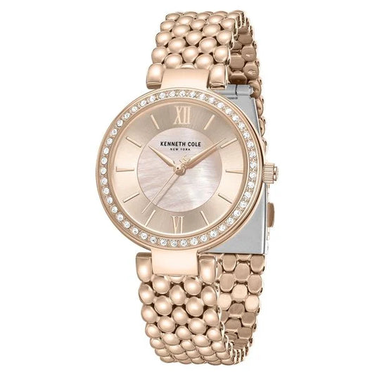 Kenneth Cole Quartz Analog Pink Mother of Pearl Dial Rose Gold Stainless Steel Strap Watch For Women kcwlg0101802ldw
