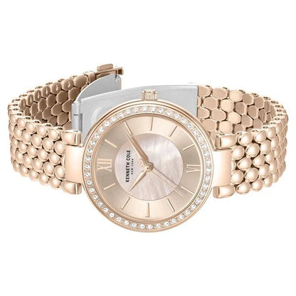Kenneth Cole Quartz Analog Pink Mother of Pearl Dial Rose Gold Stainless Steel Strap Watch For Women kcwlg0101802ldw