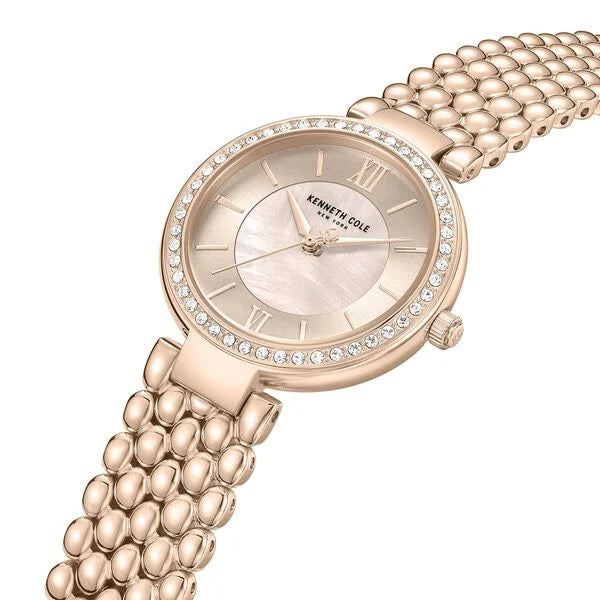 Kenneth Cole Quartz Analog Pink Mother of Pearl Dial Rose Gold Stainless Steel Strap Watch For Women kcwlg0101802ldw