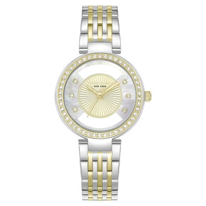 Kenneth Cole Quartz Analog Golden Dial Two Toned Stainless Steel Strap Watch For Women kcwlg0102202ldw