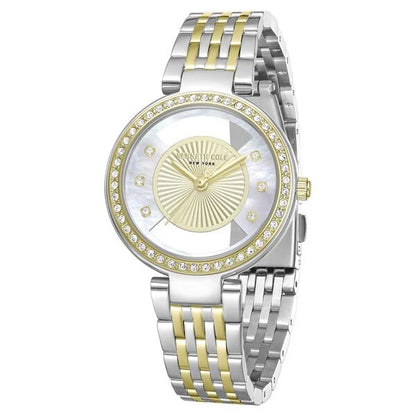 Kenneth Cole Quartz Analog Golden Dial Two Toned Stainless Steel Strap Watch For Women kcwlg0102202ldw
