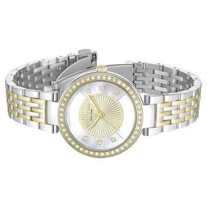 Kenneth Cole Quartz Analog Golden Dial Two Toned Stainless Steel Strap Watch For Women kcwlg0102202ldw