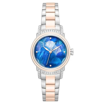 Kenneth Cole Quartz Analog Blue Mother of Pearl Dial Two Toned Stainless Steel Strap Watch For Women kcwlg0102302ldw