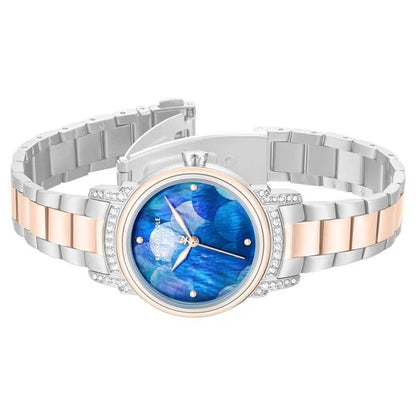 Kenneth Cole Quartz Analog Blue Mother of Pearl Dial Two Toned Stainless Steel Strap Watch For Women kcwlg0102302ldw