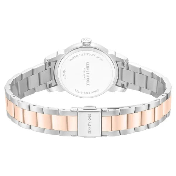 Kenneth Cole Quartz Analog Blue Mother of Pearl Dial Two Toned Stainless Steel Strap Watch For Women kcwlg0102302ldw