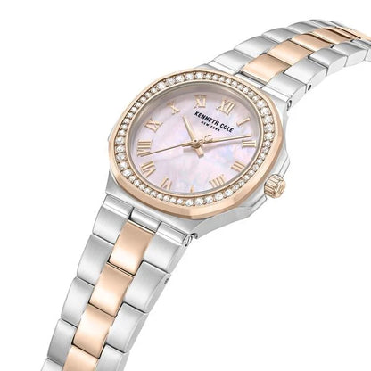 Kenneth Cole Quartz Analog Pink Mother of Pearl Dial Two Toned Stainless Steel Strap Watch For Women kcwlg0102403ldw
