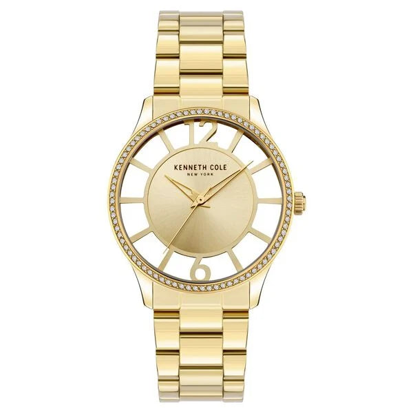 Kenneth Cole Quartz Analog Golden Dial Stainless Steel Strap Watch for Women ndkcwlg2105602ld