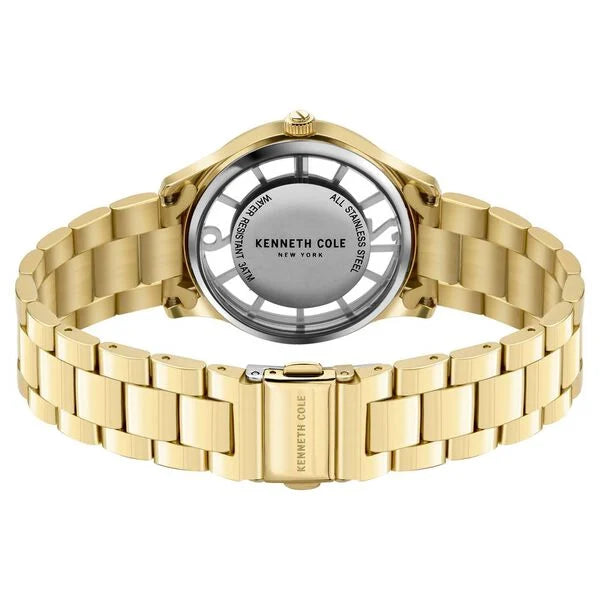 Kenneth Cole Quartz Analog Golden Dial Stainless Steel Strap Watch for Women ndkcwlg2105602ld