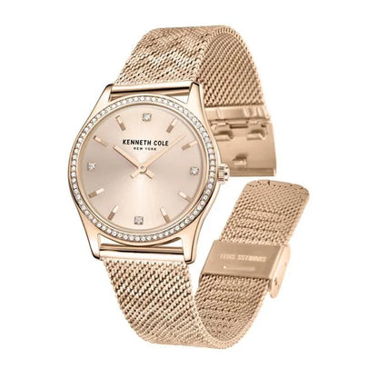 Kenneth Cole Quartz Analog Rose Gold Dial Stainless Steel Strap Watch for Women ntkcwlg2222802ld