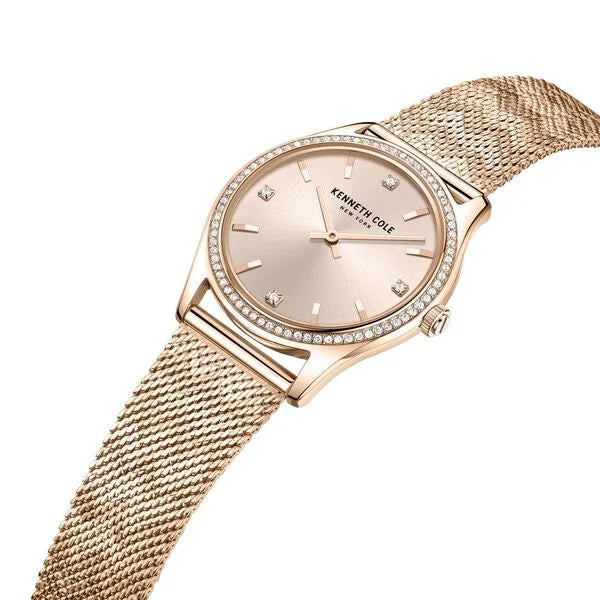 Kenneth Cole Quartz Analog Rose Gold Dial Stainless Steel Strap Watch for Women ntkcwlg2222802ld